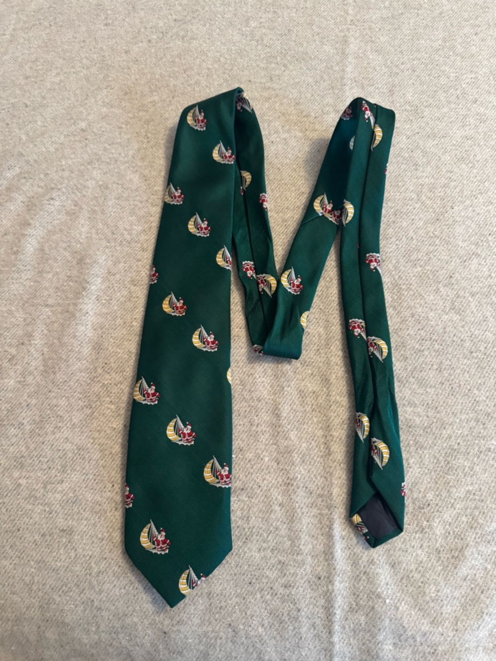 Men's Dark Green Nautical Christmas Print Tie